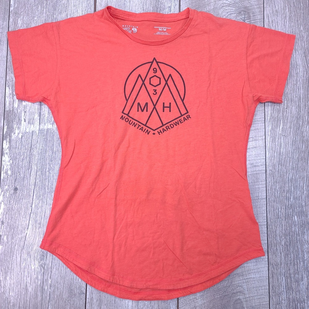 Mountain Hardwear T-Shirt Women Medium Orange Graphic Logo Short Sleeve Tee